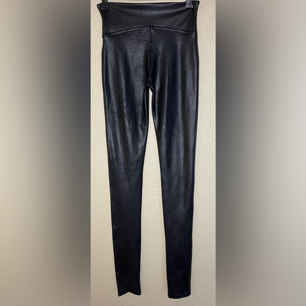 SPANX Faux Leather Black High-Waisted Leggings Size Small - Picture 2 of 6